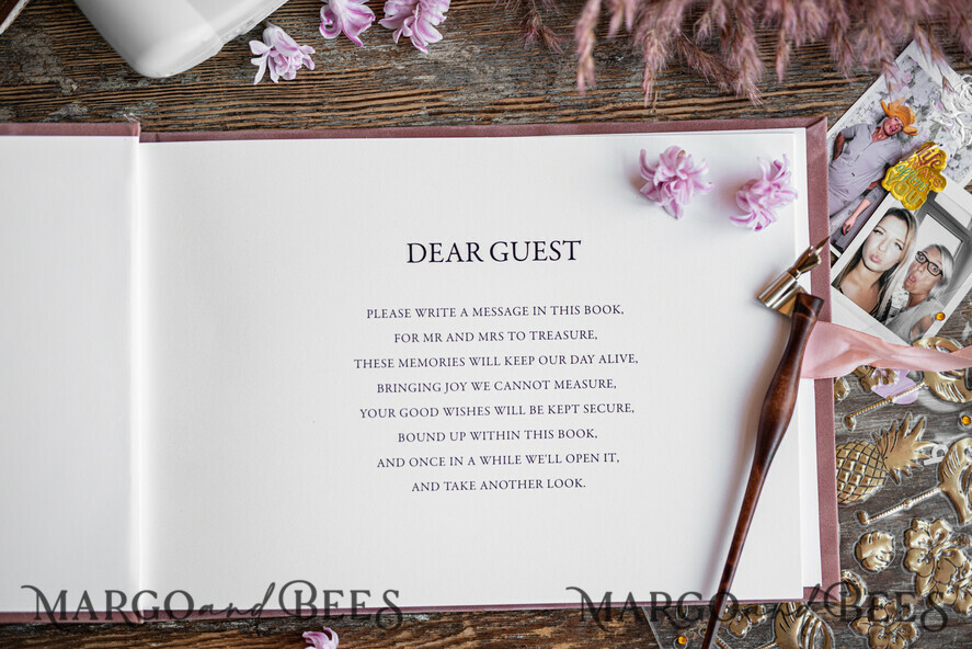 HOCHZEITS-GÄSTEBÜCHER Samtkissen Instax Gästebuch Boho Blush Pink Instax Samt Hochzeits-Gästebuch Gold, Samt Großes Sofort-Hochzeits-Gästebuch, Pink Polaroid Samt Gästebuch