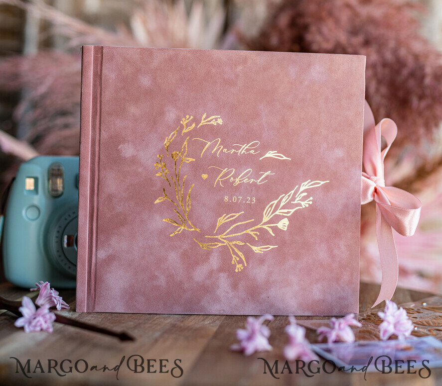 HOCHZEITS-GÄSTEBÜCHER Samtkissen Instax Gästebuch Goldene Blush Pink Instax Samt Hochzeits-Gästebuch Gold, Großes Instant Hochzeits-Gästebuch, Polaroid Samt Gästebuch Pink Goldene Hochzeit.