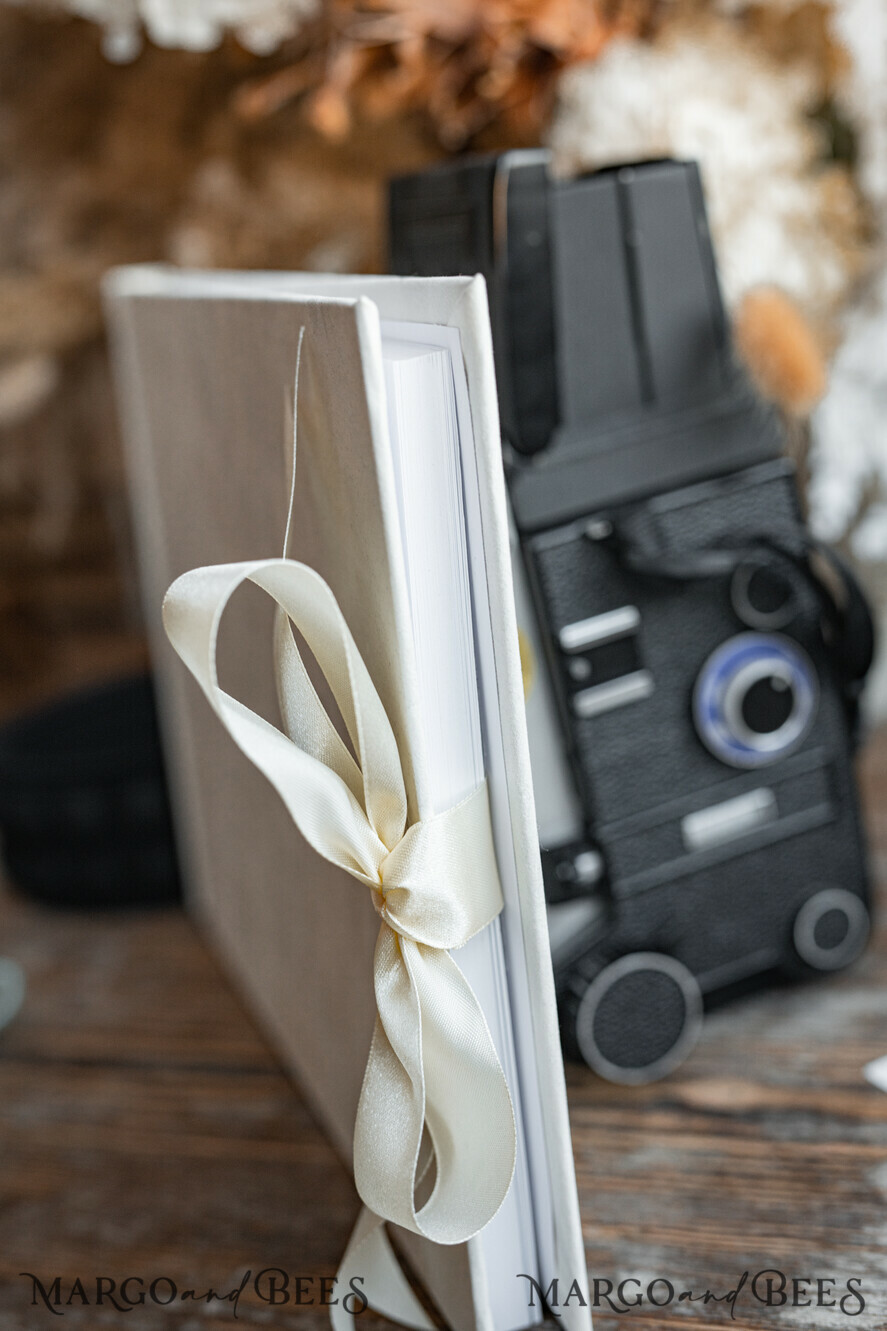 HOCHZEITS-GÄSTEBÜCHER Samtkissen Instax Gästebuch Luxuriöses Elfenbein Instax Samt Hochzeitsgäste Buch Gold, Großes Sofort Hochzeitsgäste Buch, Polaroid Samt Gästebuch