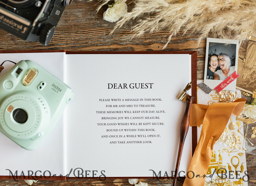 HOCHZEITS-GÄSTEBÜCHER Samtkissen Instax Gästebuch Terracotta Boho Instax Samt Hochzeits-Gästebuch Gold, Gebranntes Orange Sofort-Hochzeits-Gästebuch, Polaroid Samt Gästebuch Rost Golden Hochzeit
