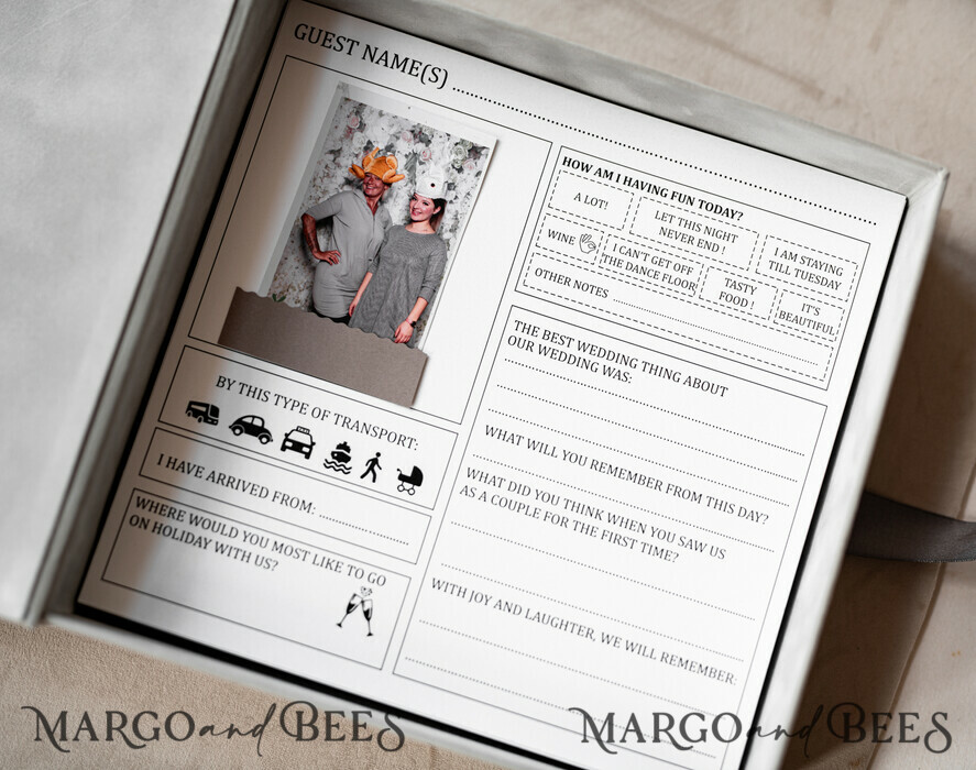 WEDDING GUEST BOOKS alternative guest book   gold grey  Alternative Guestbook Wedding Mad Lib Sheets in Velvet Box Marriage advice mad lib Box Instax Leave a Note to Bride & Groom Personalised Box
