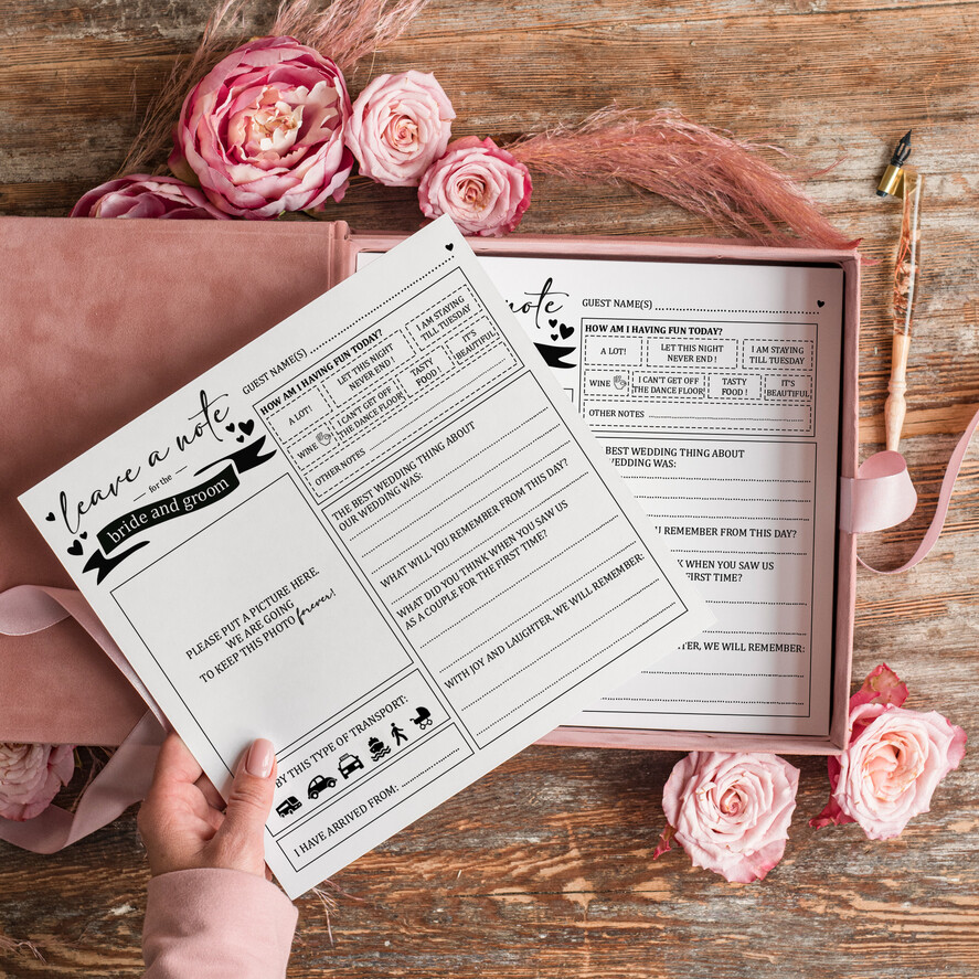 WEDDING GUEST BOOKS alternative guest book  Alternative Guestbook Wedding Mad Lib Sheets in Velvet Box Marriage advice mad lib Box Instax Leave a Note to Bride & Groom Personalised Box