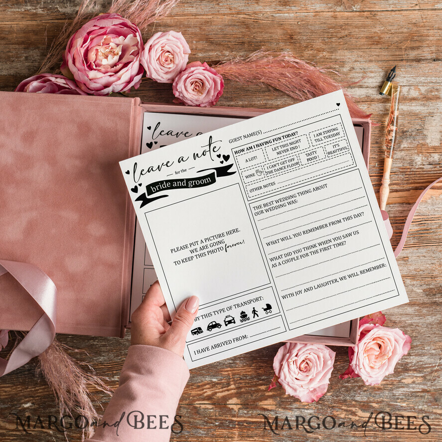 WEDDING GUEST BOOKS alternative guest book  Alternative Guestbook Wedding Mad Lib Sheets in Velvet Box Marriage advice mad lib Box Instax Leave a Note to Bride & Groom Personalised Box
