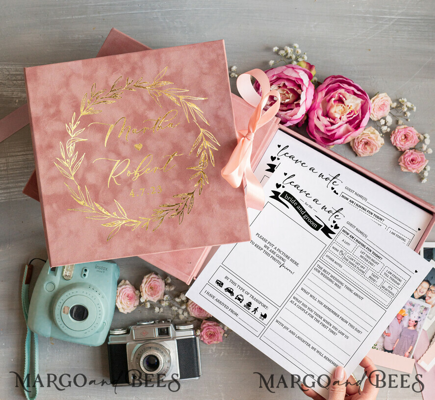 WEDDING GUEST BOOKS alternative guest book  Alternative Guestbook Wedding Mad Lib Sheets in Velvet Box Marriage advice mad lib Box Instax Leave a Note to Bride & Groom Personalised Box