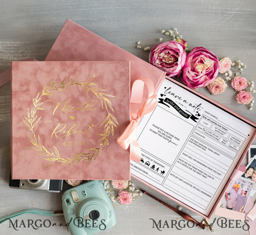 WEDDING GUEST BOOKS alternative guest book  Alternative Guestbook Wedding Mad Lib Sheets in Velvet Box Marriage advice mad lib Box Instax Leave a Note to Bride & Groom Personalised Box