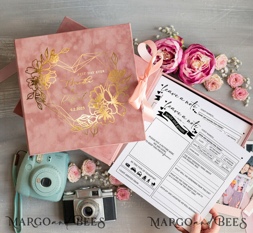 WEDDING GUEST BOOKS alternative guest book  Alternative Guestbook Wedding Mad Lib Sheets in Velvet Box Marriage advice mad lib Box Instax Leave a Note to Bride & Groom Personalised Box