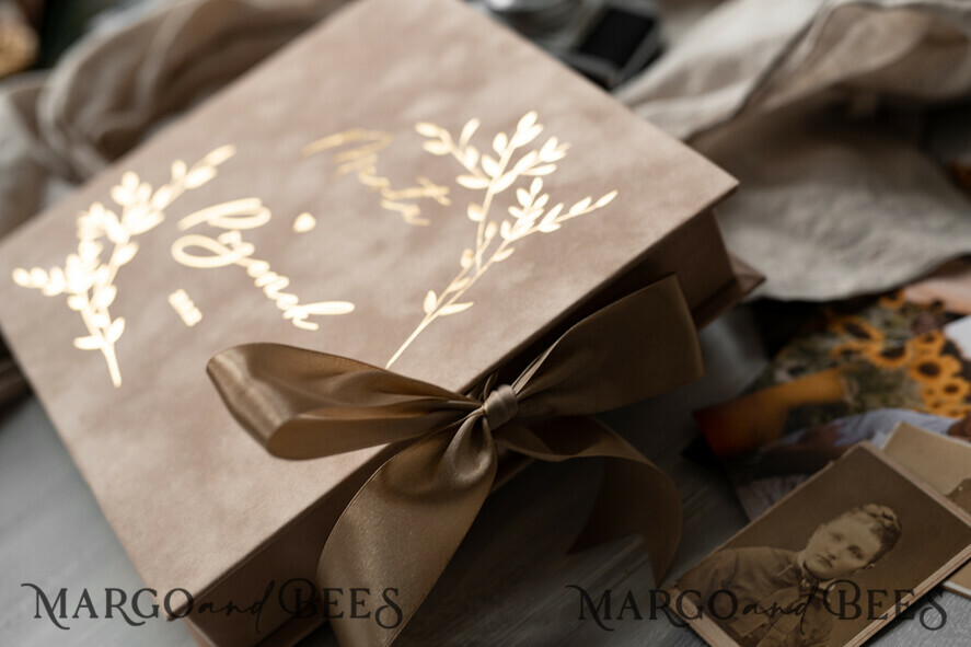 WEDDING GUEST BOOKS alternative guest book   gold beige tan  Alternative Guestbook Wedding Mad Lib Sheets in Velvet Box Marriage advice mad lib Box Instax Leave a Note to Bride & Groom Personalised Box