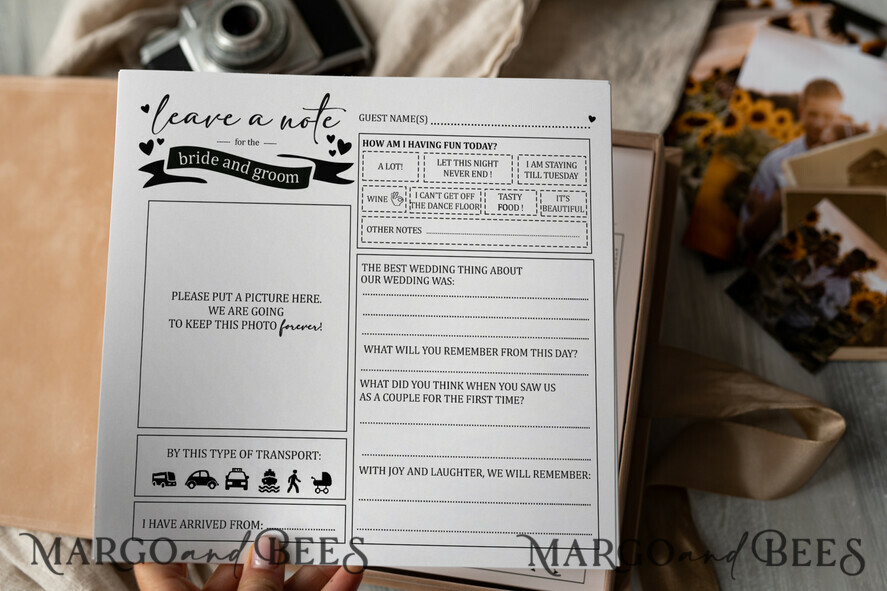 WEDDING GUEST BOOKS alternative guest book   gold beige tan  Alternative Guestbook Wedding Mad Lib Sheets in Velvet Box Marriage advice mad lib Box Instax Leave a Note to Bride & Groom Personalised Box