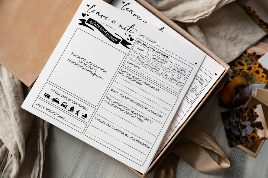 WEDDING GUEST BOOKS alternative guest book   gold beige tan  Alternative Guestbook Wedding Mad Lib Sheets in Velvet Box Marriage advice mad lib Box Instax Leave a Note to Bride & Groom Personalised Box