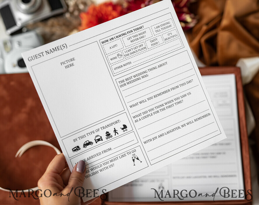 WEDDING GUEST BOOKS alternative guest book   gold terracotta  Alternative Guestbook Wedding Mad Lib Sheets in Velvet Box Marriage advice mad lib Box Instax Leave a Note to Bride & Groom Personalised Box