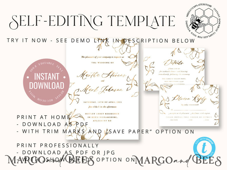 TEMPLETT wedding invitation download Modern wedding invitation template, Instant download Fine Art Wedding Invites, Simple Wedding Invitation Printable Template, Elegant Invites