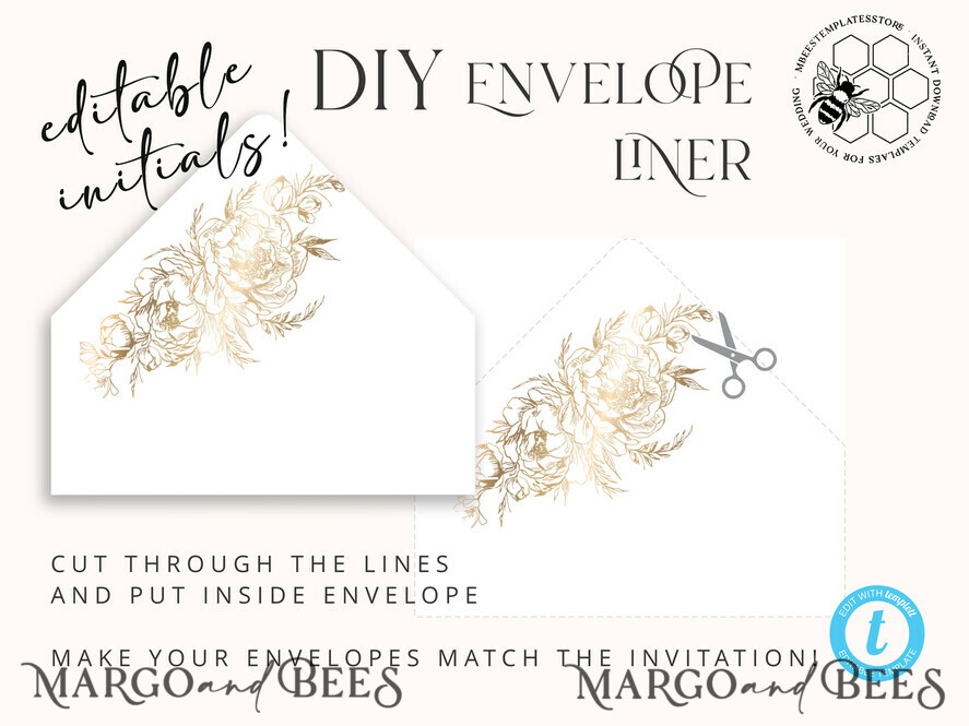 TEMPLETT wedding invitation download Fine art gold  wedding invitation template, Instant download Boho Wedding Invites,  Invitation Printable Template Elegant Invites