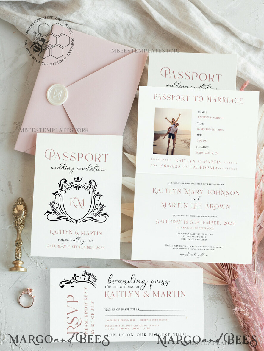 TEMPLETT wedding invitation download passport wedding invitation template, Instant download destination Wedding Invites, travel  Printable Template  Invitations, boarding pass