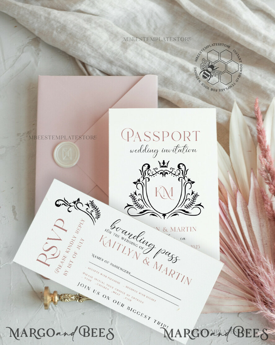 TEMPLETT wedding invitation download passport wedding invitation template, Instant download destination Wedding Invites, travel  Printable Template  Invitations, boarding pass