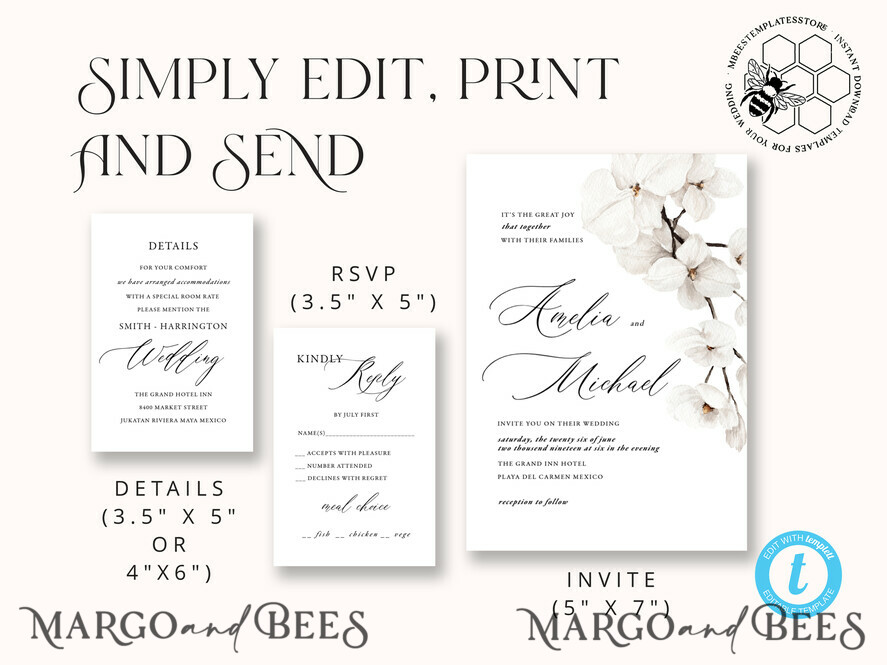 TEMPLETT wedding invitation download Simple wedding invitation template, Instant download Boho Wedding Invites, Elegant Wedding Invitation Printable Template, Modern Invites