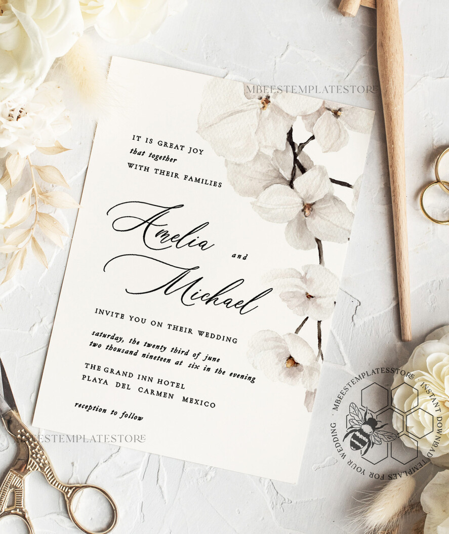 TEMPLETT wedding invitation download Simple wedding invitation template, Instant download Boho Wedding Invites, Elegant Wedding Invitation Printable Template, Modern Invites