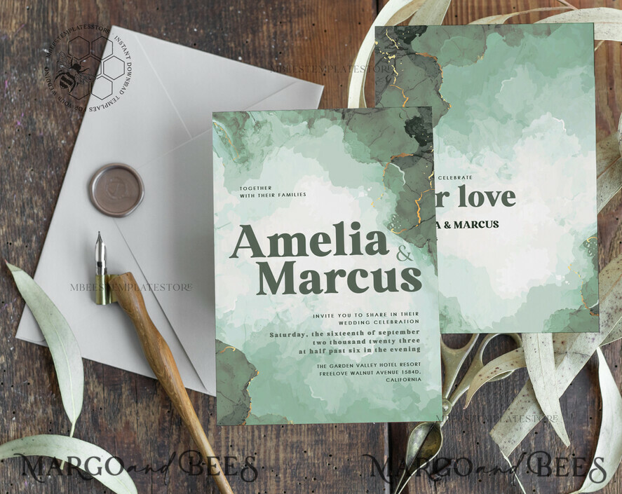 TEMPLETT wedding invitation download Fall Rustic wedding Invitations Set Template, Instant Download Printable Invites Home Printing,  Modern Rustic wedding Invitations Set Template