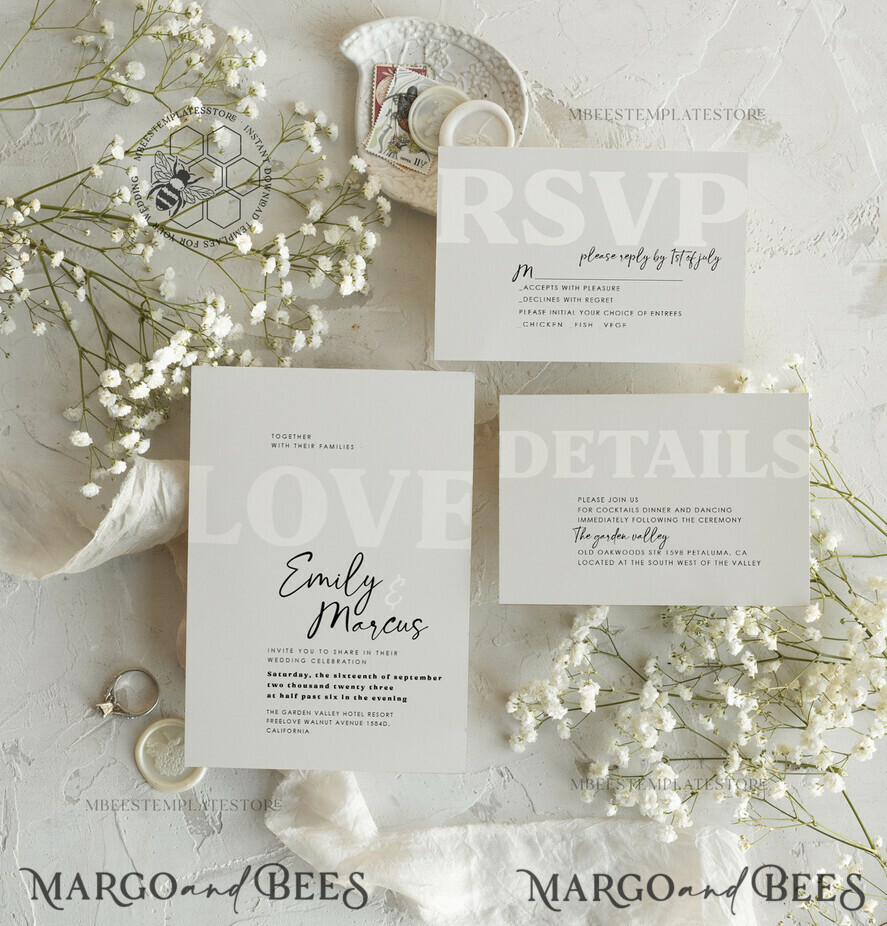 TEMPLETT wedding invitation download Simple wedding invitation template, Instant download Boho Wedding Invites, Elegant Wedding Invitation Printable Template, Modern Invites