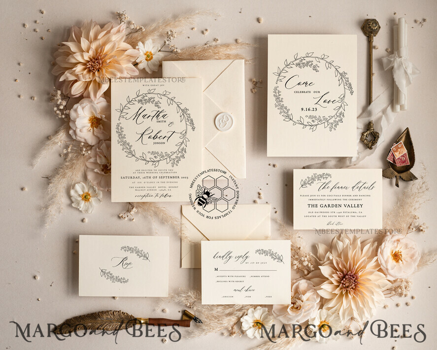 TEMPLETT wedding invitation download Fine art wedding invitation template, Instant download Boho Wedding Invites, Simple Wedding Invitation Printable Template, Elegant Invites