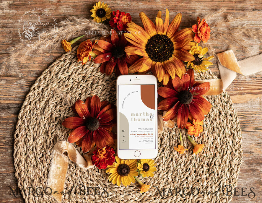 TEMPLETT wedding invitation download Burnt Orange Arch wedding Invitation Set Template, Instant Download Printable Invites Home Printing, Simple Boho Wedding Invitation Card Set, rust inviation template , copper fall invites instant download template online evite set 