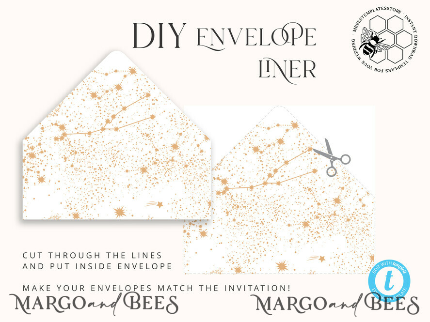TEMPLETT wedding invitation download Moon wedding invitation template, Instant download Black and Gold Invites, Moon Phases Black Invitation Printable Templates, Self Editabe Wedding Invitation