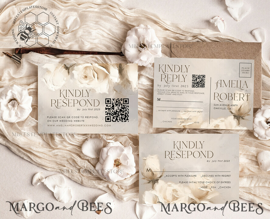 TEMPLETT  
 Hochzeits Einladung Download Elegante Vintage Blumen Malerei Öl Hochzeitskarten Set Vorlage, Sofortiger Download Druckbare Einladungen Heimdruck, Einfache Hochzeitskarten