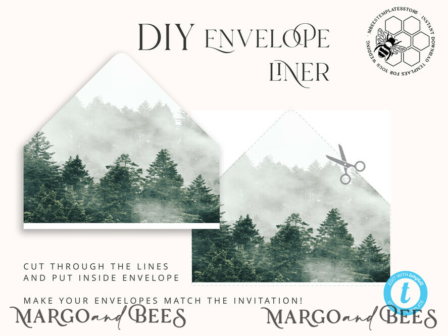 TEMPLETT wedding invitation download Forest Greenery Mountain wedding invitation template, Instant download Simple Wedding Invites, Greenery Wedding Invitation Printable Template, Forest invites
