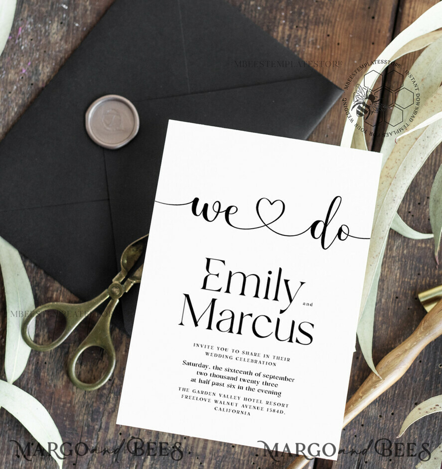 TEMPLETT wedding invitation download Fine art wedding invitation template, Instant download Boho Wedding Invites, Simple Wedding Invitation Printable Template, Elegant Invites