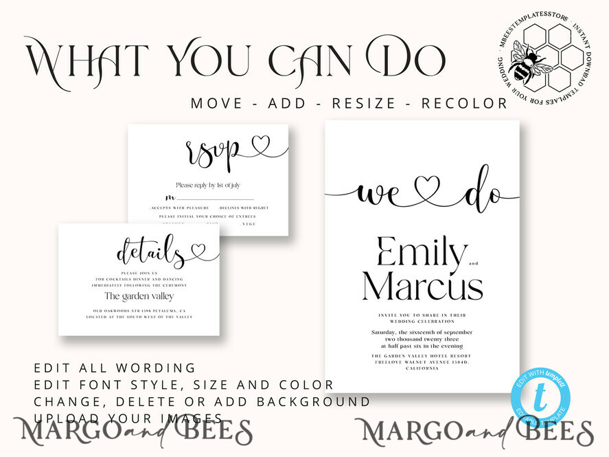 TEMPLETT wedding invitation download Fine art wedding invitation template, Instant download Boho Wedding Invites, Simple Wedding Invitation Printable Template, Elegant Invites