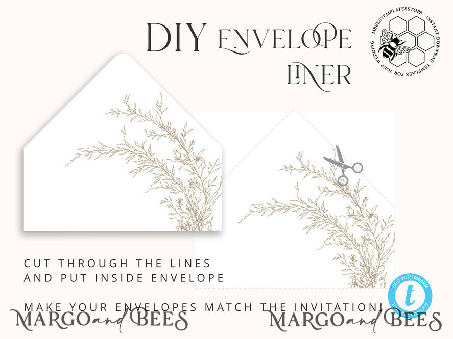 TEMPLETT wedding invitation download Fine Art Blush wedding Invitations Evite Set Template, Instant Download Printable Invites Home Printing, Boho Chick Invitation Set WBoho17