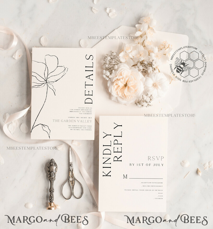 TEMPLETT wedding invitation download Fine art wedding invitation template, Instant download Boho Wedding Invites, Simple Wedding Invitation Printable Template, Elegant Invites