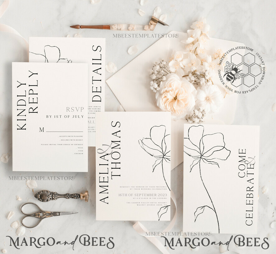 TEMPLETT wedding invitation download Fine art wedding invitation template, Instant download Boho Wedding Invites, Simple Wedding Invitation Printable Template, Elegant Invites