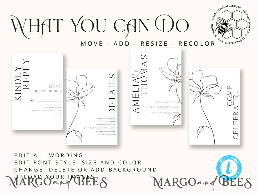 TEMPLETT wedding invitation download Fine art wedding invitation template, Instant download Boho Wedding Invites, Simple Wedding Invitation Printable Template, Elegant Invites
