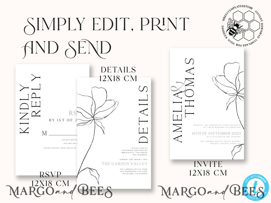 TEMPLETT wedding invitation download Fine art wedding invitation template, Instant download Boho Wedding Invites, Simple Wedding Invitation Printable Template, Elegant Invites