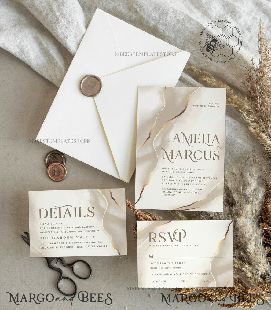 TEMPLETT wedding invitation download Fine art wedding invitation template, Instant download Boho Wedding Invites, Simple Wedding Invitation Printable Template, Elegant Invites