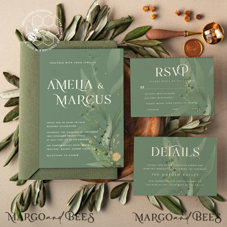 TEMPLETT wedding invitation download Sage Green wedding invitation template, Instant download Greenery Wedding Invites, Eucalyptus Garden Wedding Invitation Printable tuscany wedding , italy wedding , greece, destination wedding