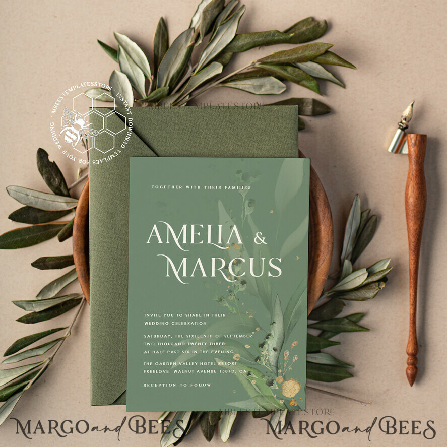 TEMPLETT wedding invitation download Sage Green wedding invitation template, Instant download Greenery Wedding Invites, Eucalyptus Garden Wedding Invitation Printable tuscany wedding , italy wedding , greece, destination wedding
