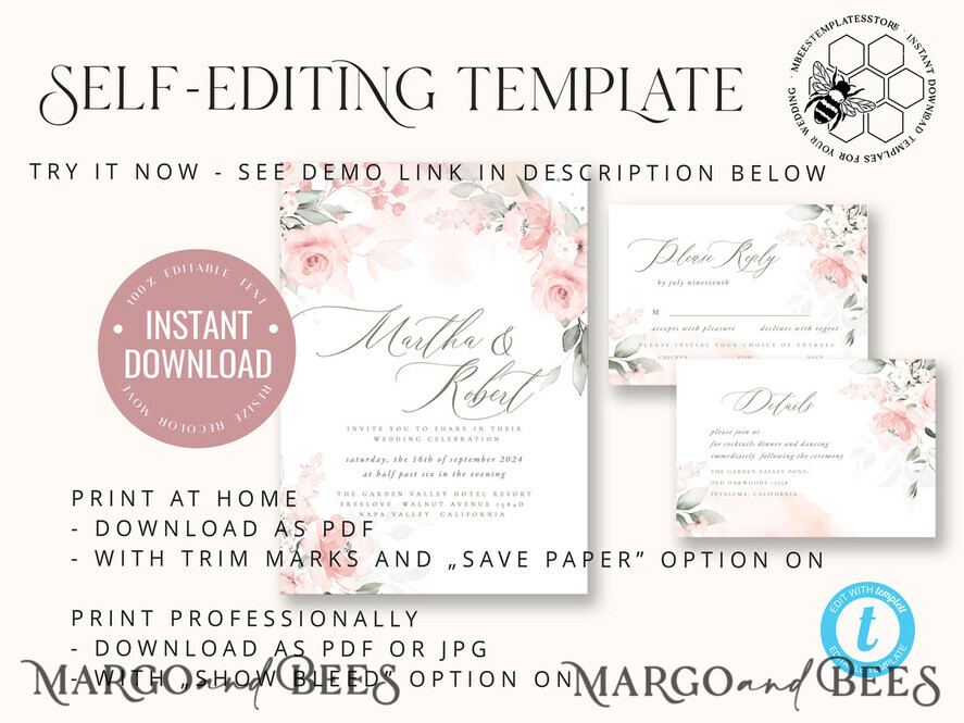 TEMPLETT wedding stationery Floral Favor Tag Template, Greenery  Favor Tag Template, Editable Thank You Tag, Printable Wedding Gift Tags, Party Tags, WRom1