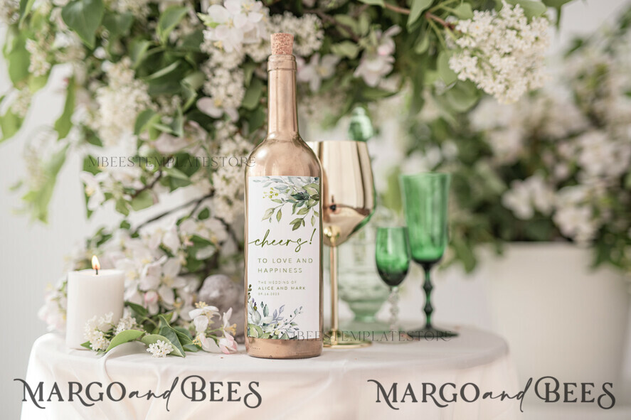 TEMPLETT wedding stationery Modern wine label wedding template, wine label weddings editable, Instant download Sage Green wine label wedding Garden Printable, WGreen4