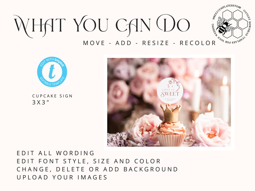 TEMPLETT wedding stationery Boho Round Favor Tag Template, Minimalist Favor Tag Template, Editable Thank You Tag, Printable Wedding Gift Tags, Party Tags, WMin1