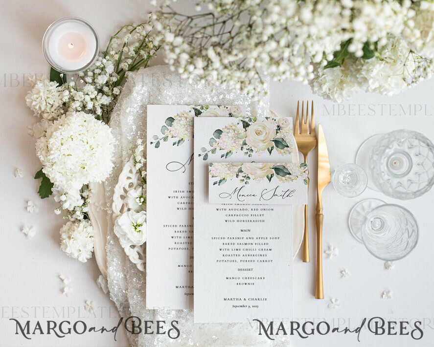 TEMPLETT wedding stationery Sage Green wedding menu template, wedding menus editable, Instant download Modern wedding menus, Garden wedding menu Printable, WRoses55