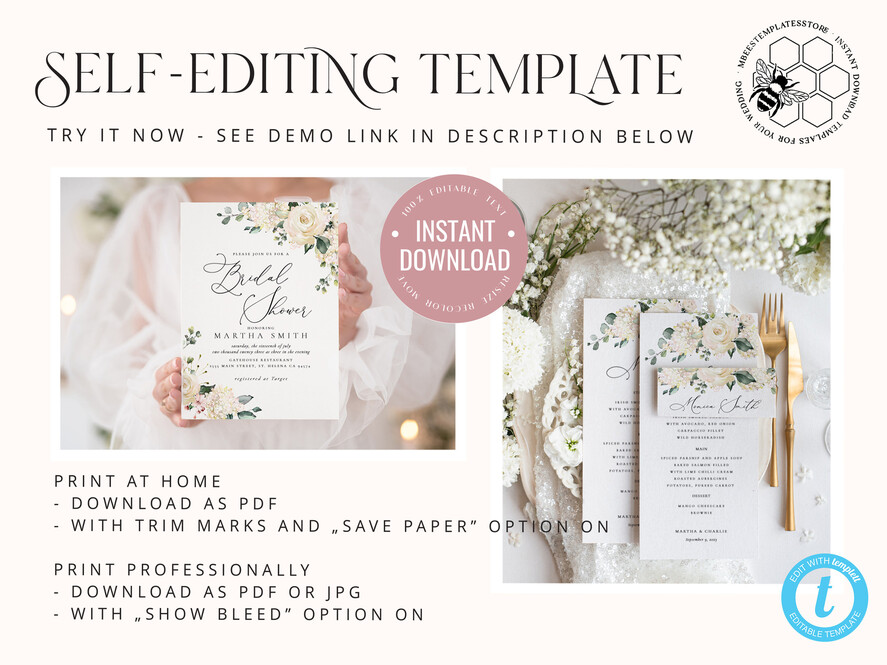 TEMPLETT wedding stationery Sage Green wedding menu template, wedding menus editable, Instant download Modern wedding menus, Garden wedding menu Printable, WRoses55