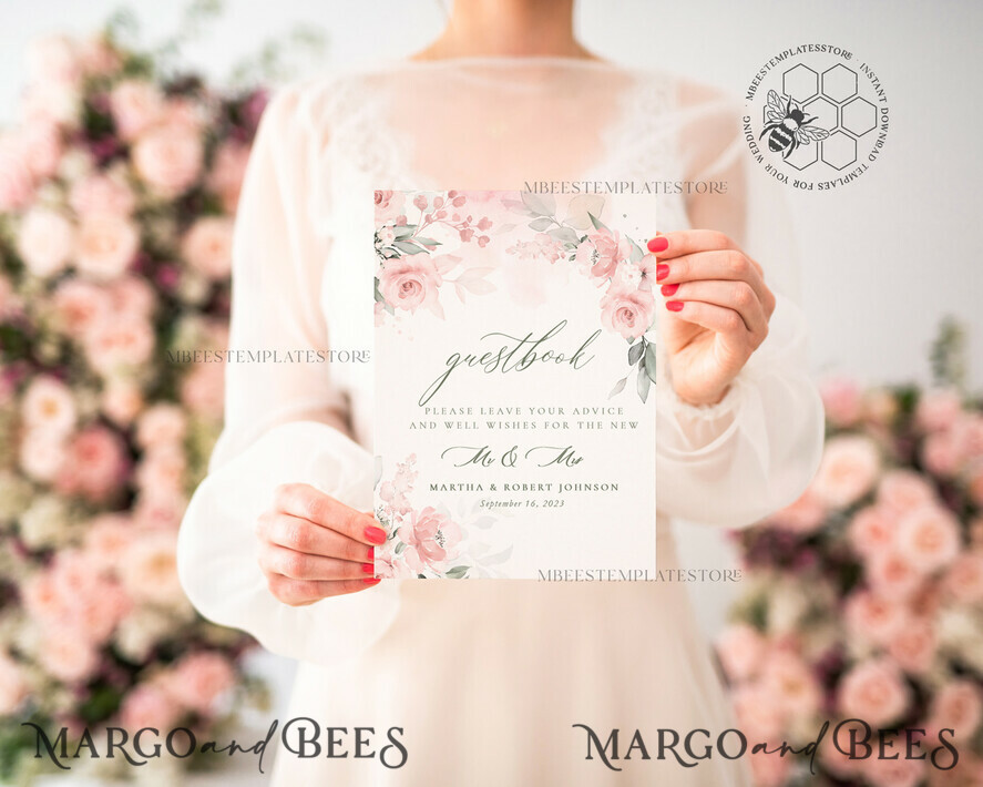 TEMPLETT wedding signs Roses Guestbook Wedding Sign template, Instant download Greenery Wedding Guest book Sign, Guestbook  Printable, Minimalist  Sign, WRom1