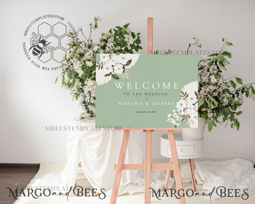 Sage Green Welcome Sign Printable Modern Welcome Sign Minimalist Welcome Sign Editable Boho Welcome Sign Template Instant Download