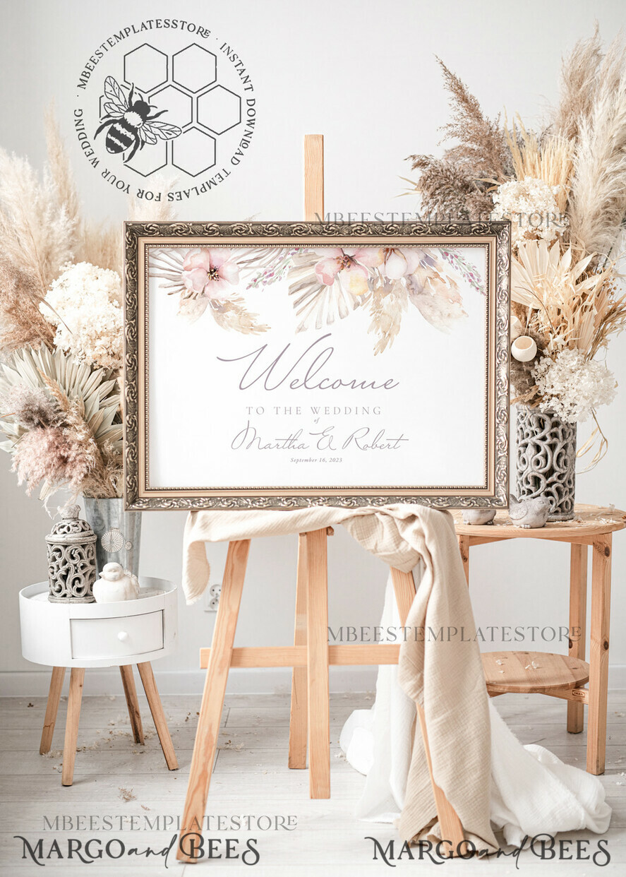 TEMPLETT wedding signs Rustic wedding welcome sign template, Instant download Boho Wedding Sign, Garden Sign Set Printable, Minimalist Large Sign, WPam5