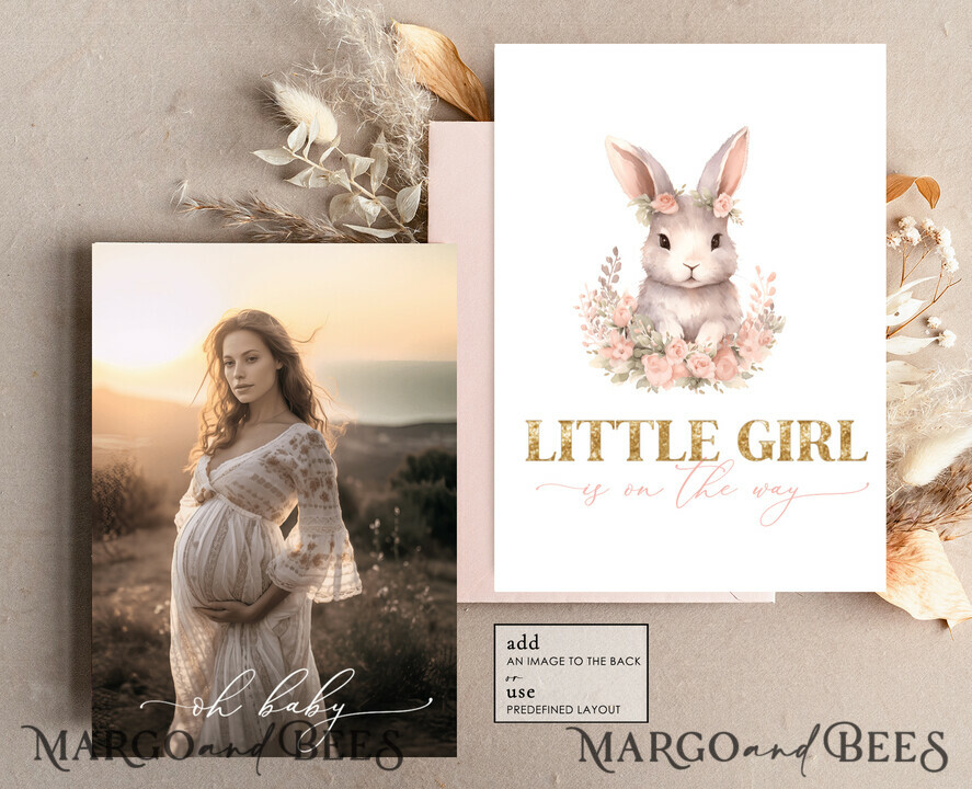 TEMPLETT  
 Babyparty Mädchen Kaninchen Baby Shower Einladung Vorlage Bunny ist auf dem Weg Windel Verlosung Bücher Ballon Sofortiger Download Gold Blush bearbeitbare Ostereinladung