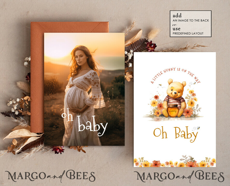 TEMPLETT  
 Babyparty Winnie Pooh Baby Shower Einladung Digital Vorlagen Set Hunny Herbst, Geschlechtsneutrale Windel Raffle Bücher Sofortiger Download Druckbare Einladung