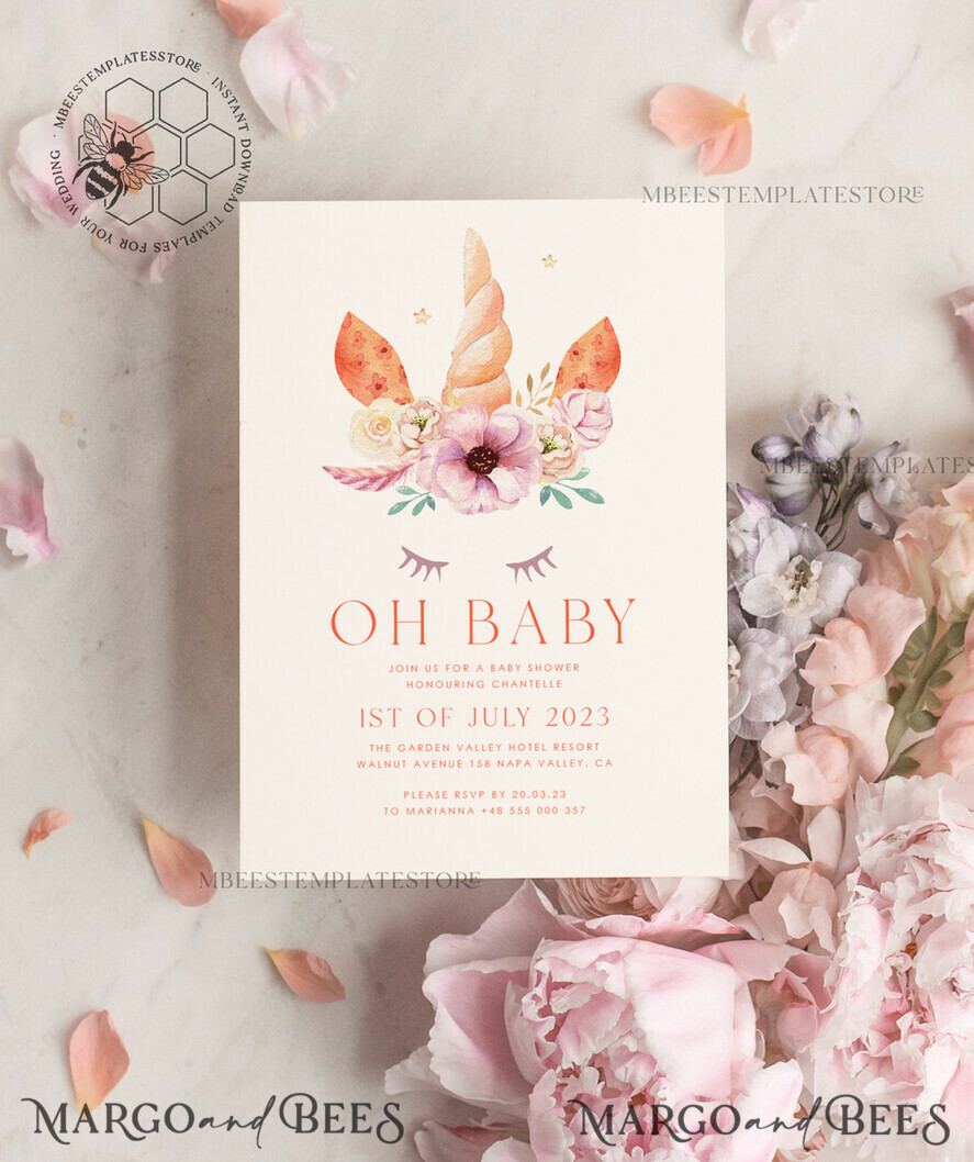 TEMPLETT baby shower Beautiful Baby Shower InvitationTemplate, Instant Download Printable Invites Home Printing, Simple Boho baby Boy and girl shower  Card Set