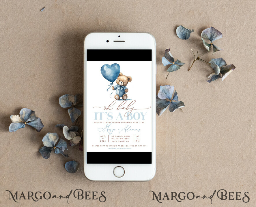 TEMPLETT baby shower Teddy Bear Baby Boy Shower Invitation Template Set We Can Bearly Wait Diaper Raffle Books, Instant Download Printable Invites Home Printing