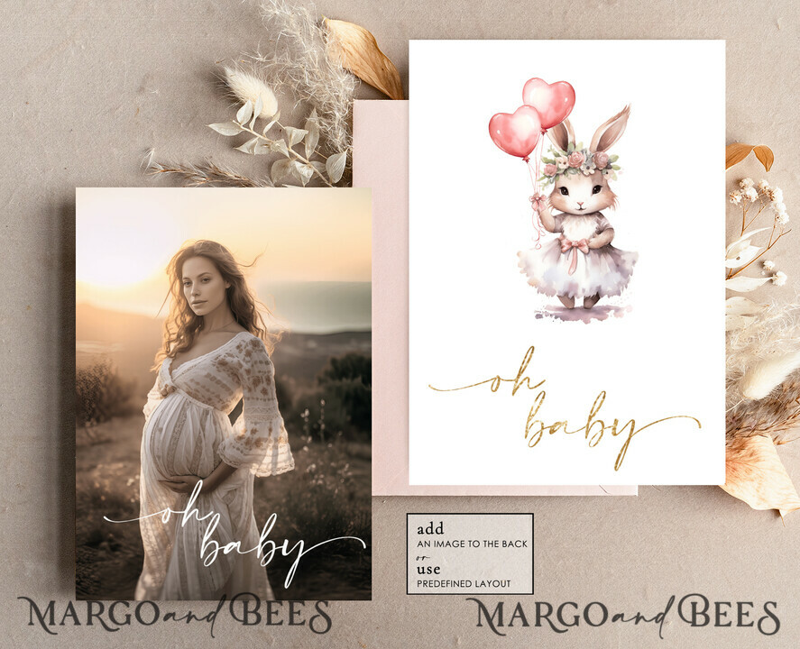 TEMPLETT  
 Babyparty Mädchen Kaninchen Babyparty Einladung Vorlage Hase ist auf dem Weg Windel Verlosung Bücher Ballon Sofortiger Download Gold Blush bearbeitbare Oster Einladung